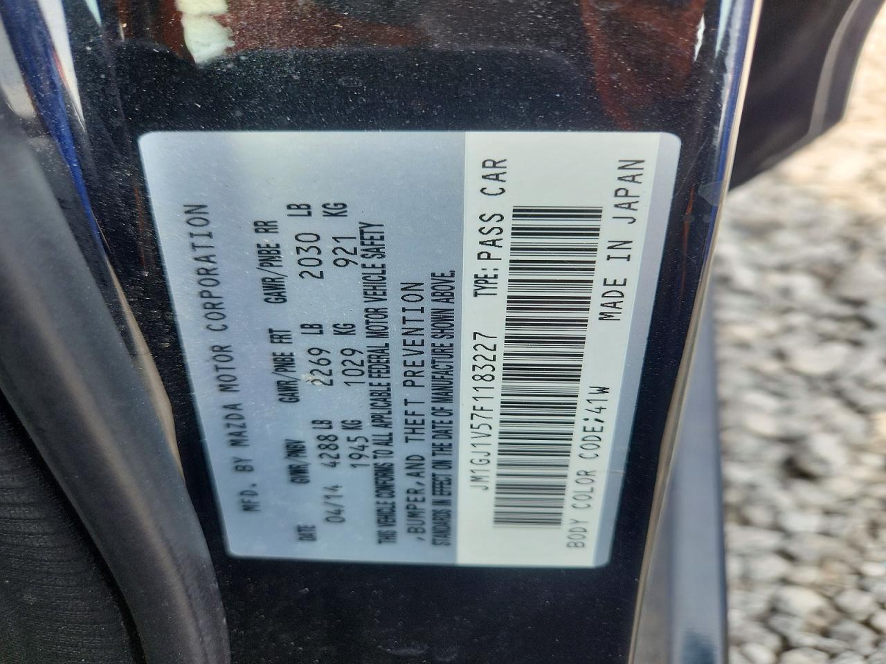 2015 Mazda 6 Touring Black vin: JM1GJ1V57F1183227