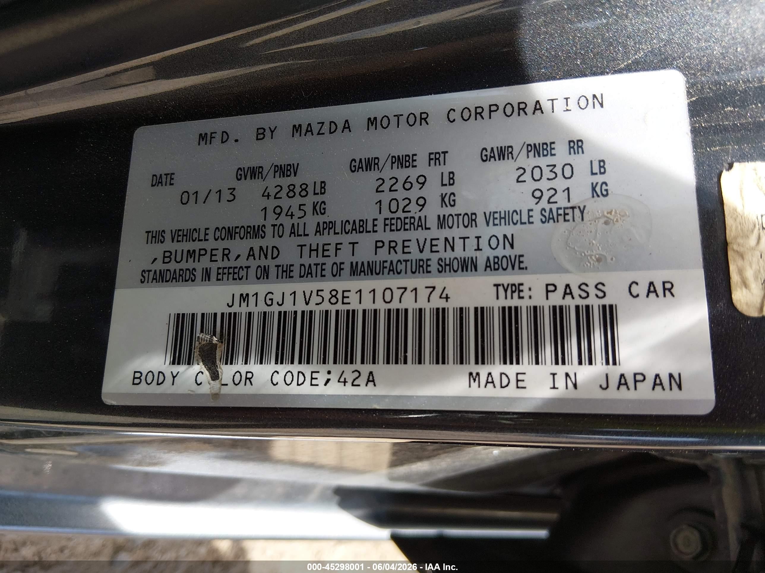2014 Mazda Mazda6 I Touring Gray vin: JM1GJ1V58E1107174