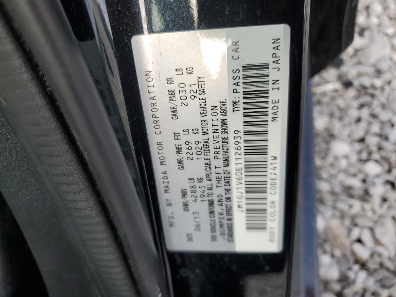 2014 Mazda 6 Черный vin: JM1GJ1V60E1126939