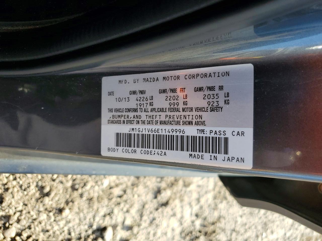 2014 Mazda 6 Touring Gray vin: JM1GJ1V66E1149996