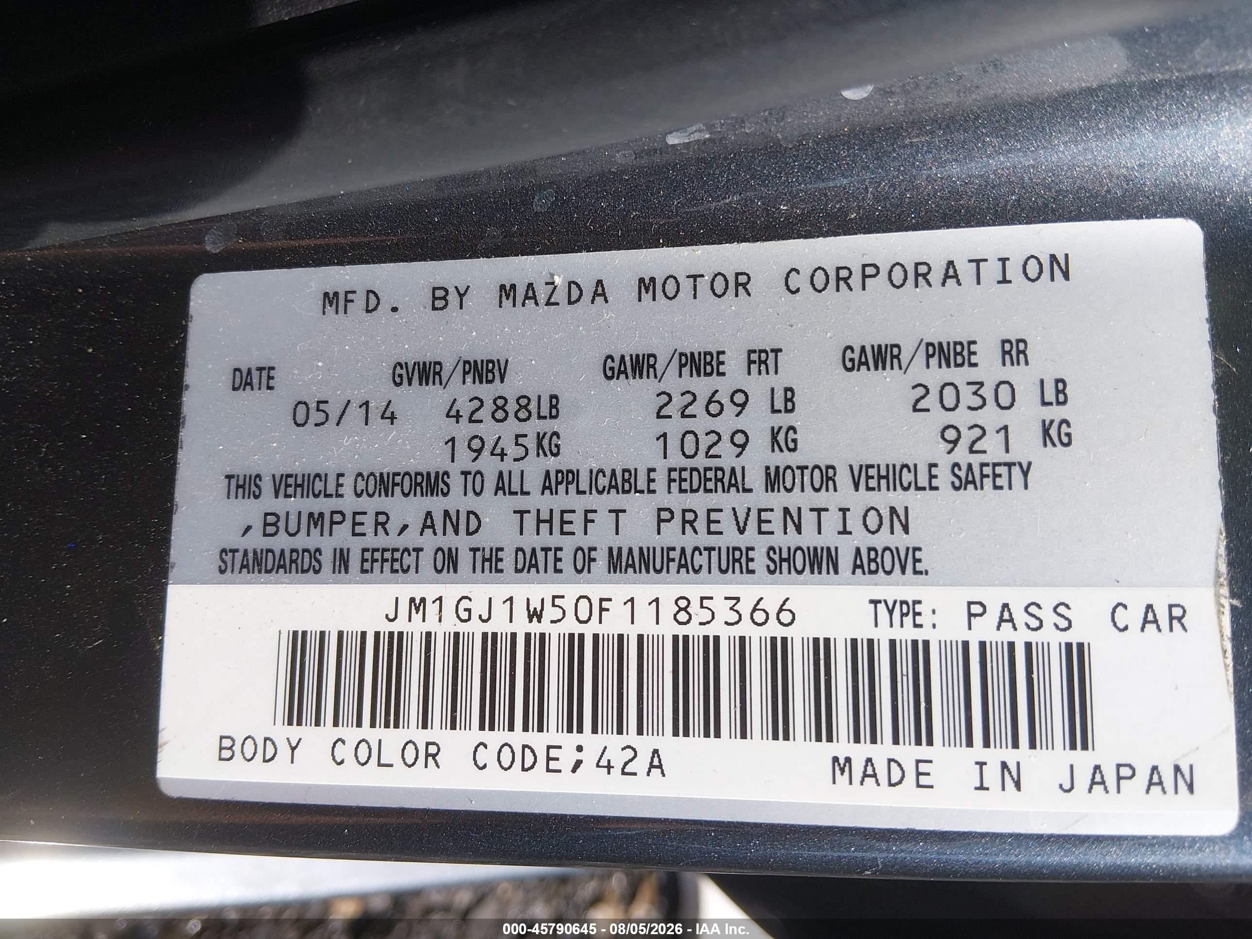 2015 Mazda Mazda6 I Grand Touring Gray vin: JM1GJ1W50F1185366