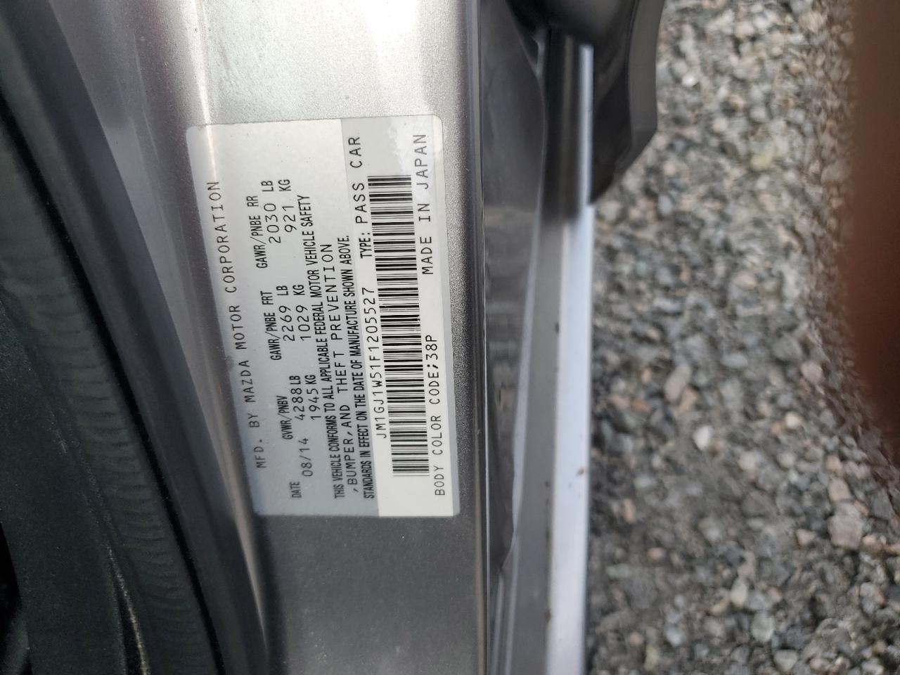 2015 Mazda 6 Grand Touring Silver vin: JM1GJ1W51F1205527