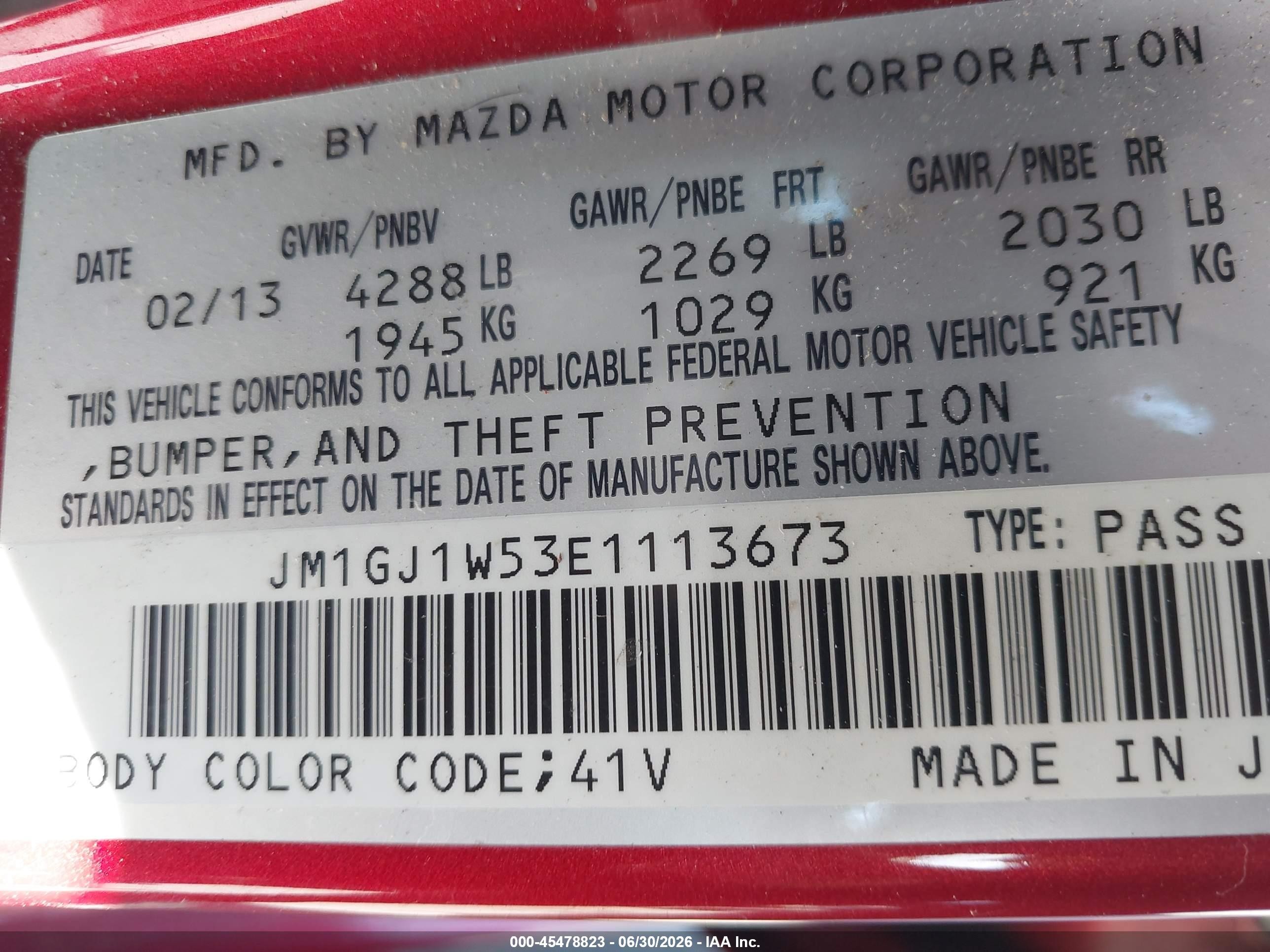 2014 Mazda Mazda6 I Grand Touring Red vin: JM1GJ1W53E1113673
