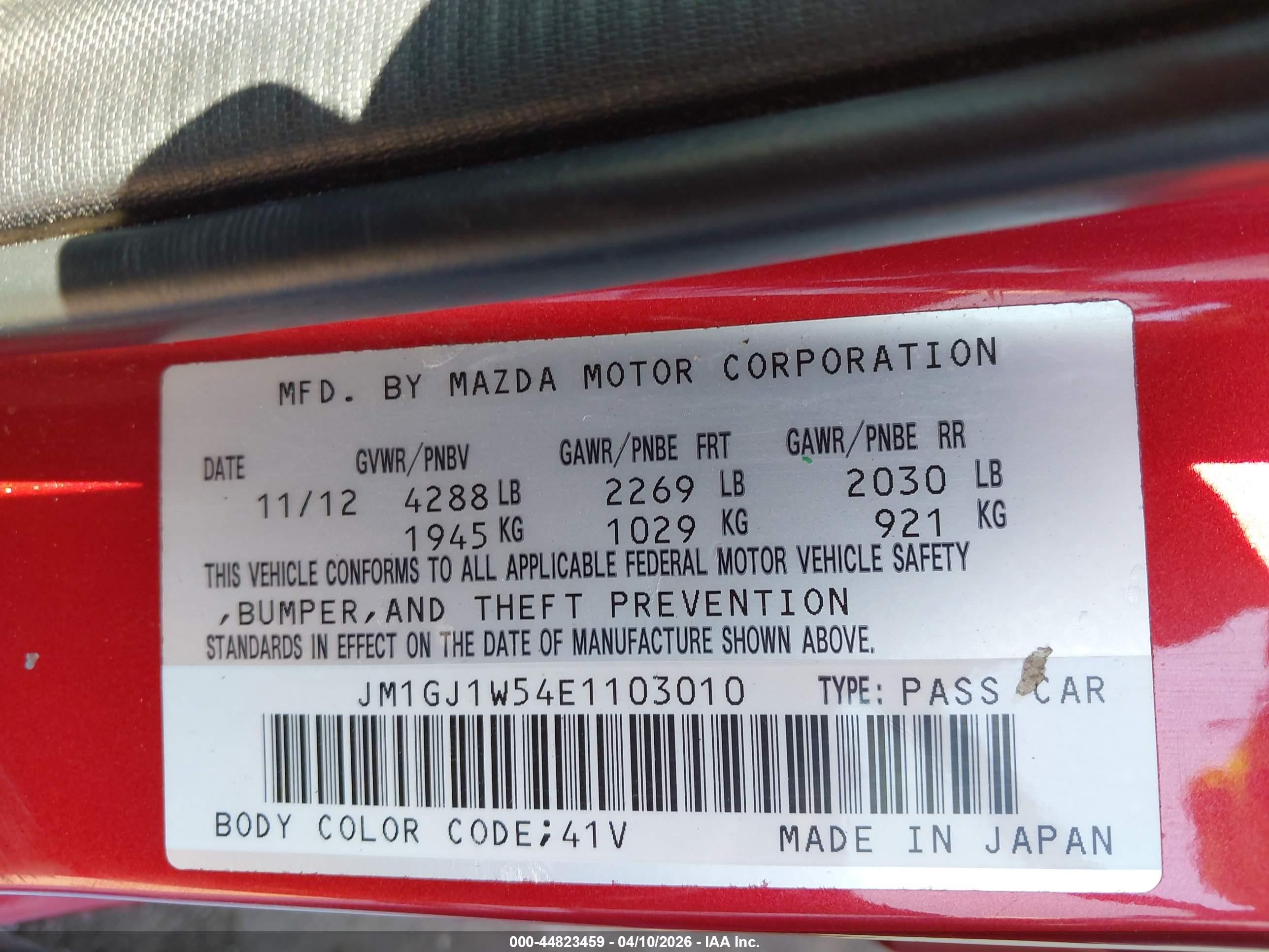 2014 Mazda Mazda6 I Grand Touring Red vin: JM1GJ1W54E1103010