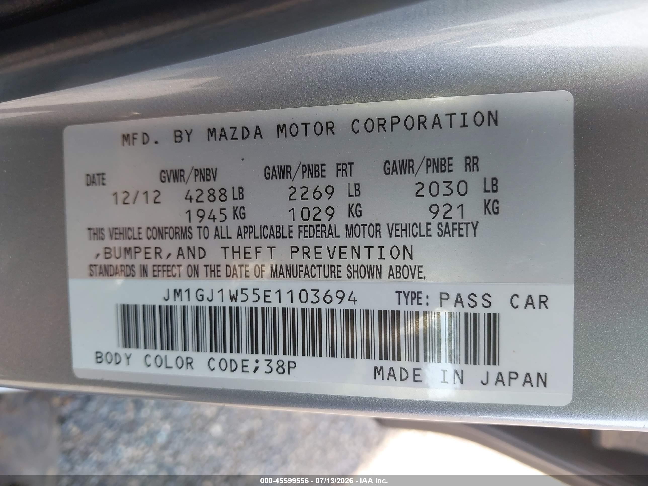 2014 Mazda Mazda6 I Grand Touring Silver vin: JM1GJ1W55E1103694