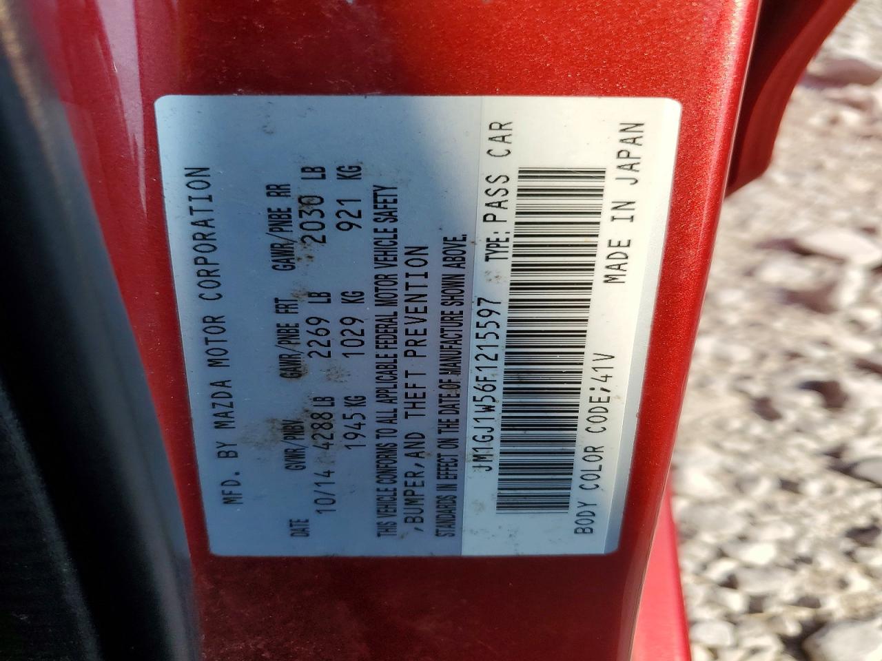 2015 Mazda 6 Grand Touring Red vin: JM1GJ1W56F1215597