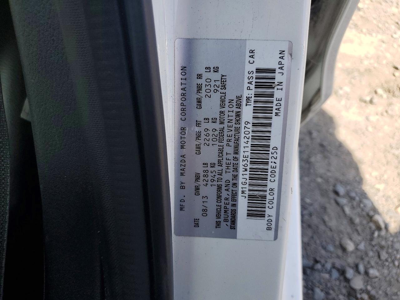 2014 Mazda 6 Grand Touring White vin: JM1GJ1W63E1142079