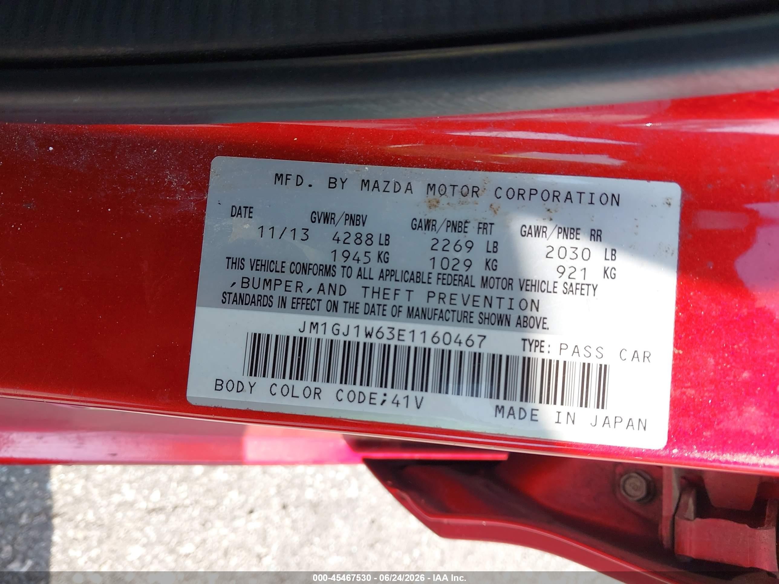 2014 Mazda Mazda6 I Grand Touring Red vin: JM1GJ1W63E1160467