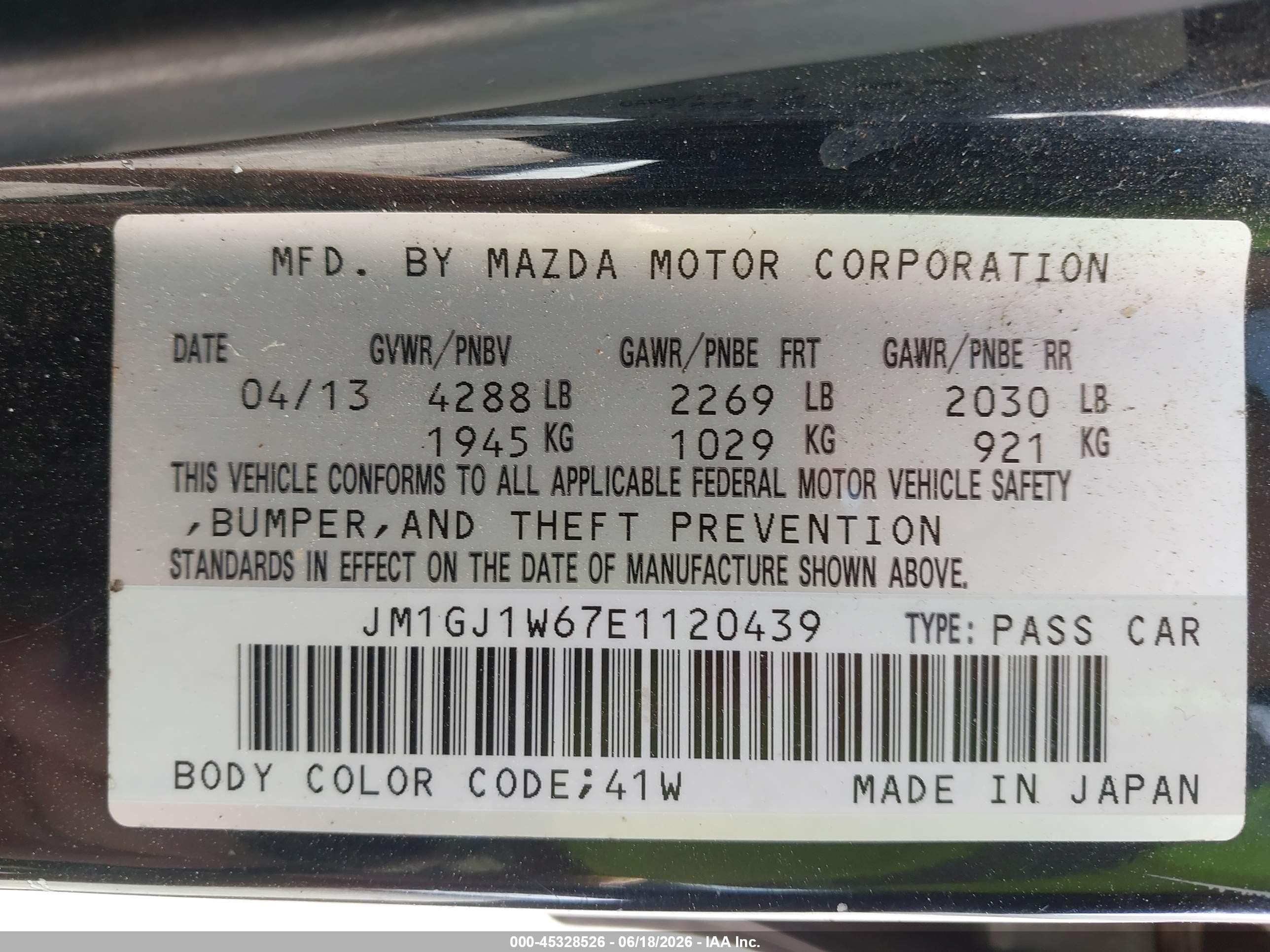 2014 Mazda Mazda6 I Grand Touring Black vin: JM1GJ1W67E1120439