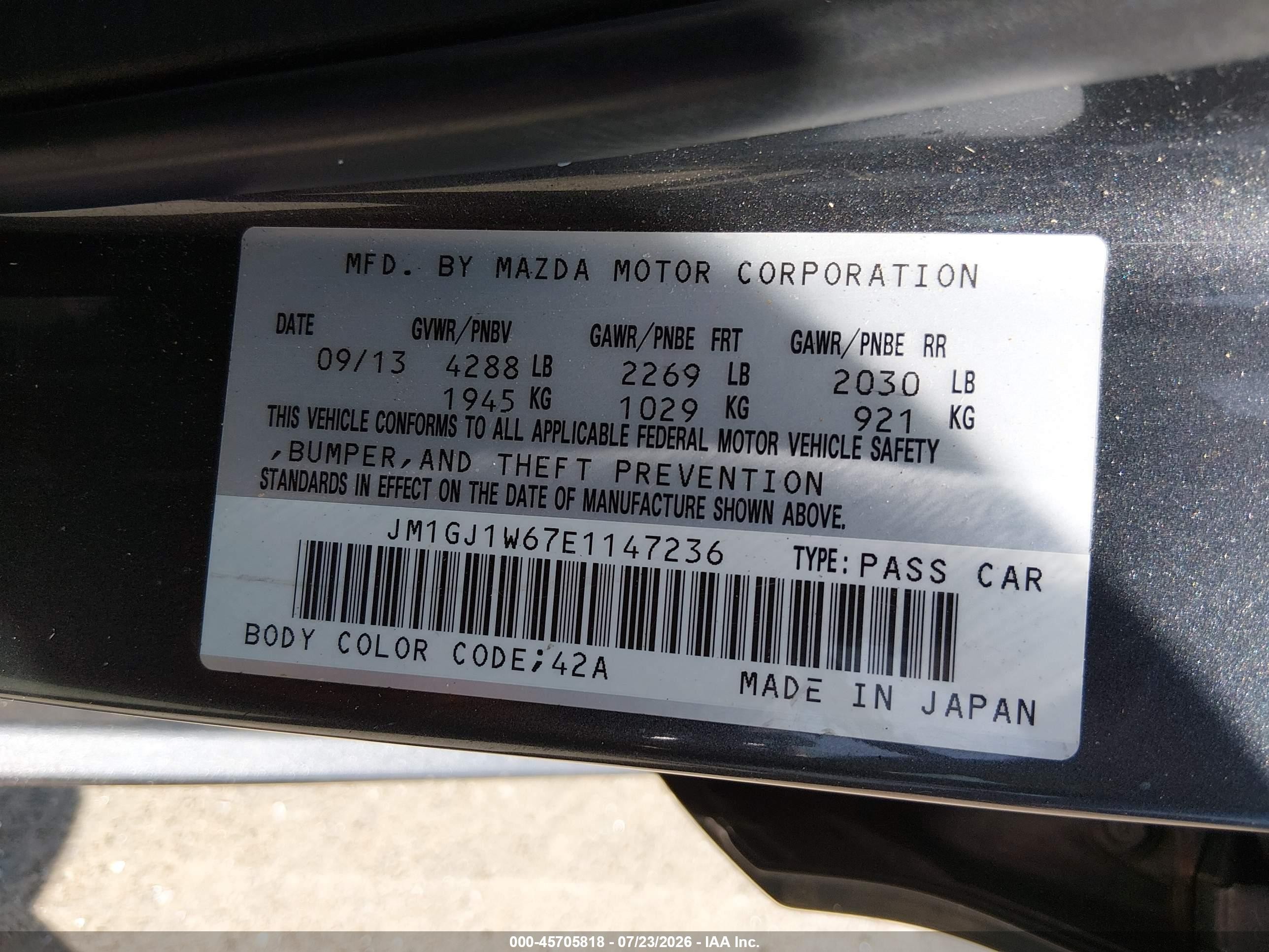 2014 Mazda Mazda6 I Grand Touring Gray vin: JM1GJ1W67E1147236
