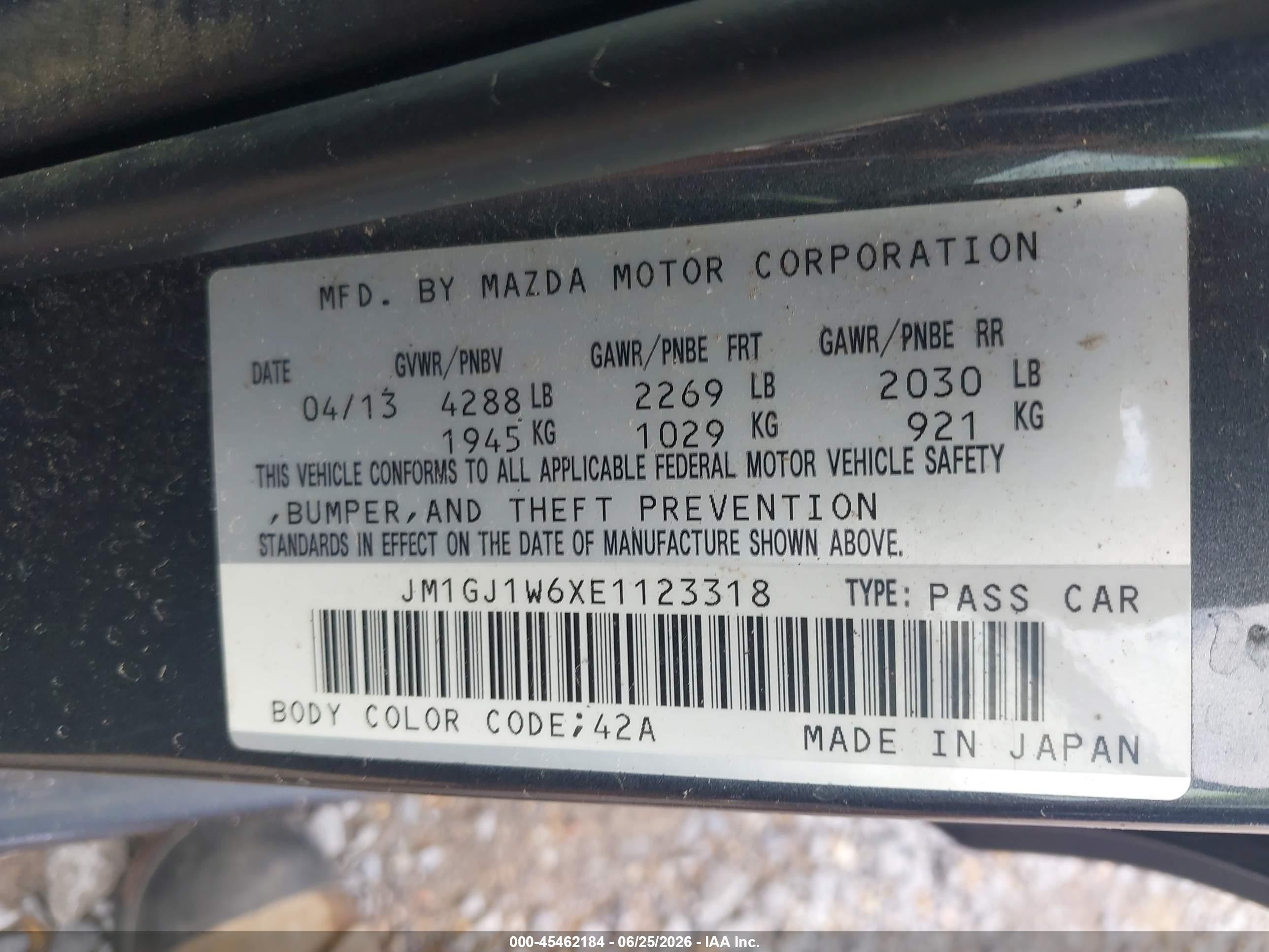 2014 Mazda Mazda6 I Grand Touring Gray vin: JM1GJ1W6XE1123318