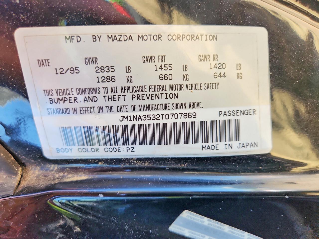 1996 Mazda Mx-5 Miata Black vin: JM1NA3532T0707869