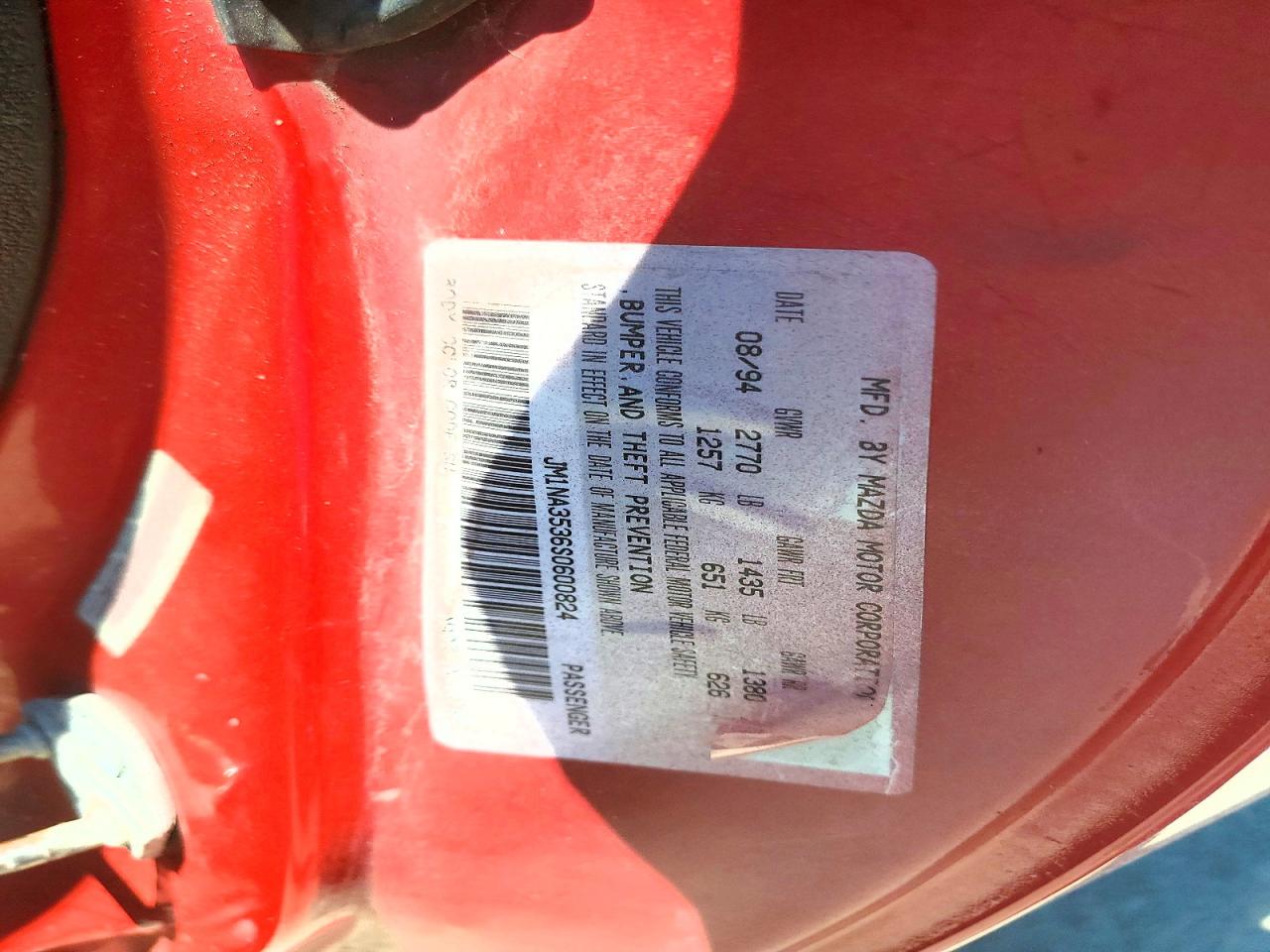 1995 Mazda Mx-5 Miata Red vin: JM1NA3536S0600824