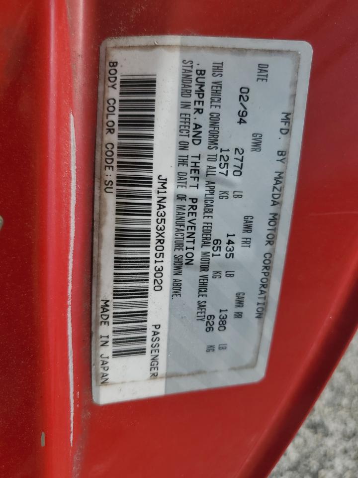 1994 Mazda Mx-5 Miata Red vin: JM1NA353XR0513020