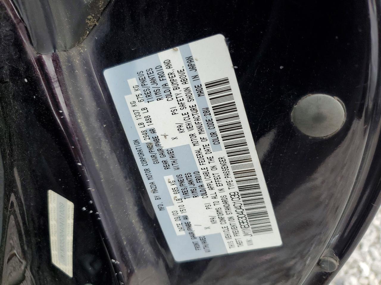 2004 Mazda Mx-5 Miata Base Purple vin: JM1NB353040401039