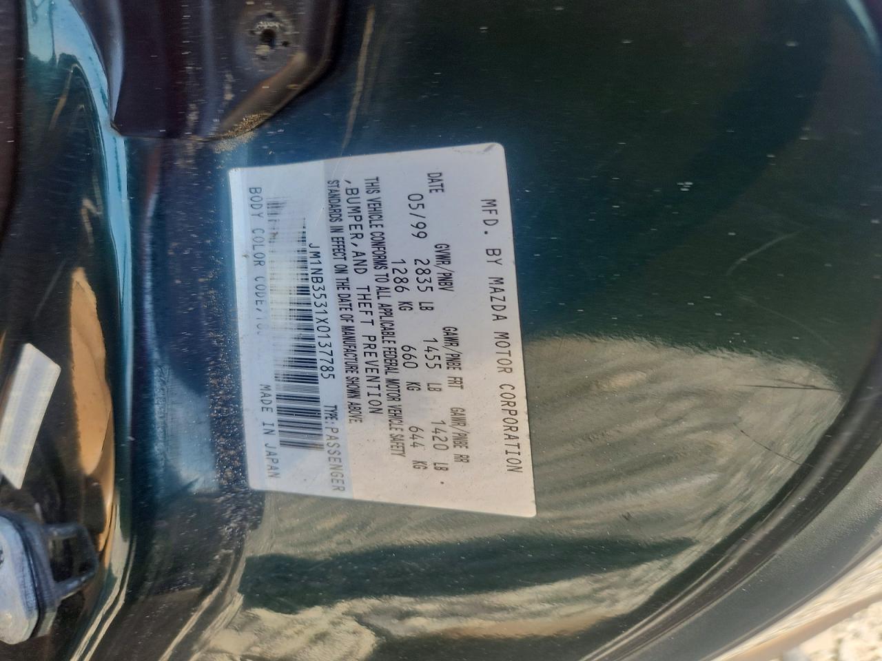 1999 Mazda Mx-5 Miata Green vin: JM1NB3531X0137785