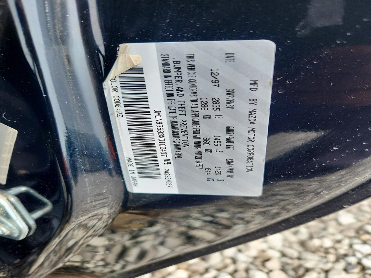 1999 Mazda Mx-5 Miata Черный vin: JM1NB3533X0102407