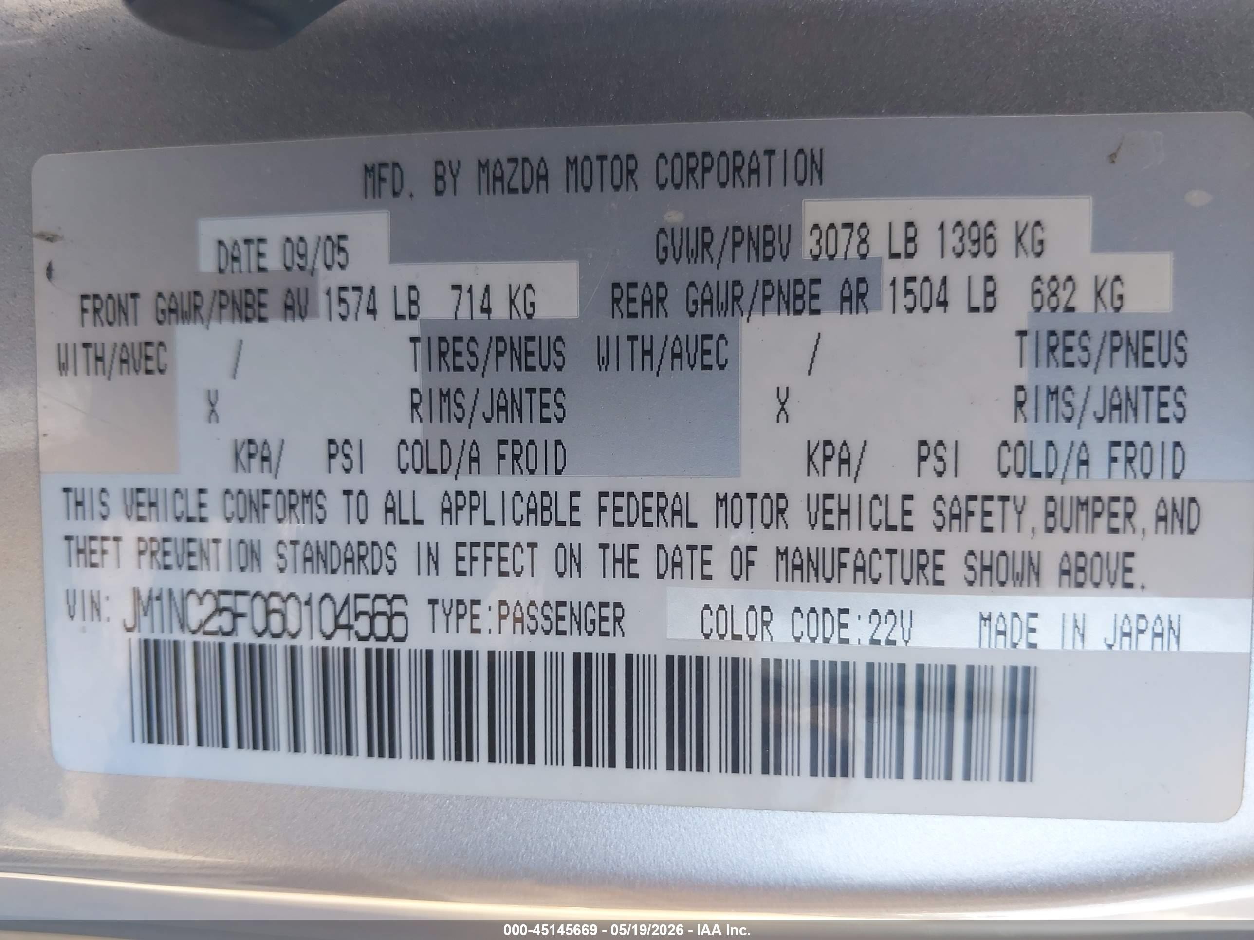 2006 Mazda Mx-5 Grand Touring Silver vin: JM1NC25F060104566
