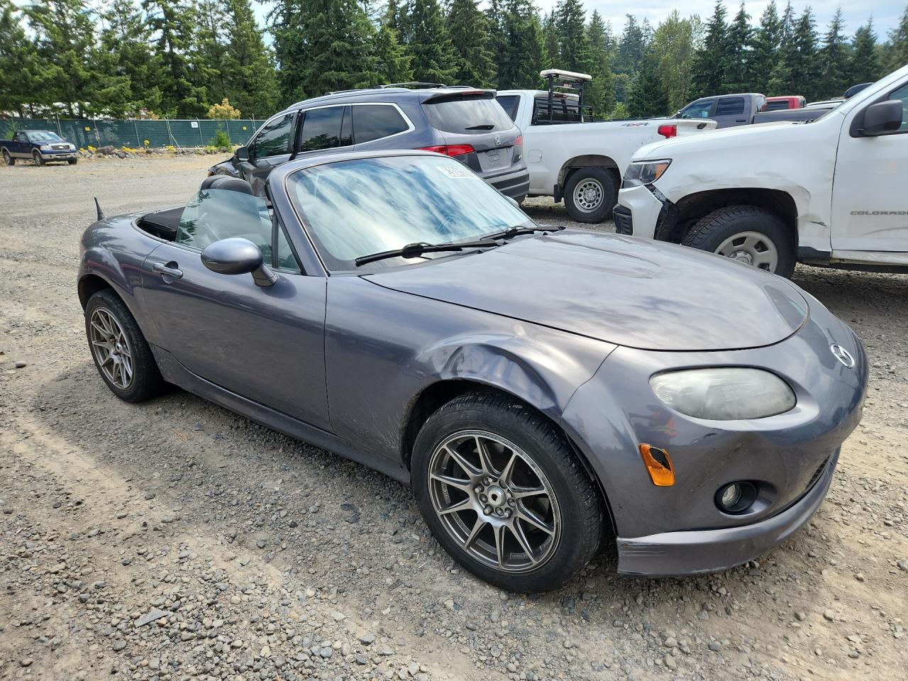 2008 Mazda Mx-5 Miata Base Gray vin: JM1NC25F380148063 Damage: Right Rear Wheel, Aftermarket, Acceptable