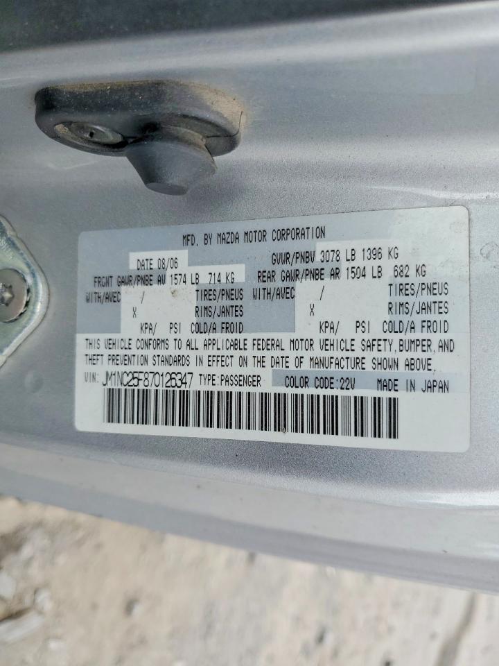 2007 Mazda Mx-5 Miata Серебряный vin: JM1NC25F870126347