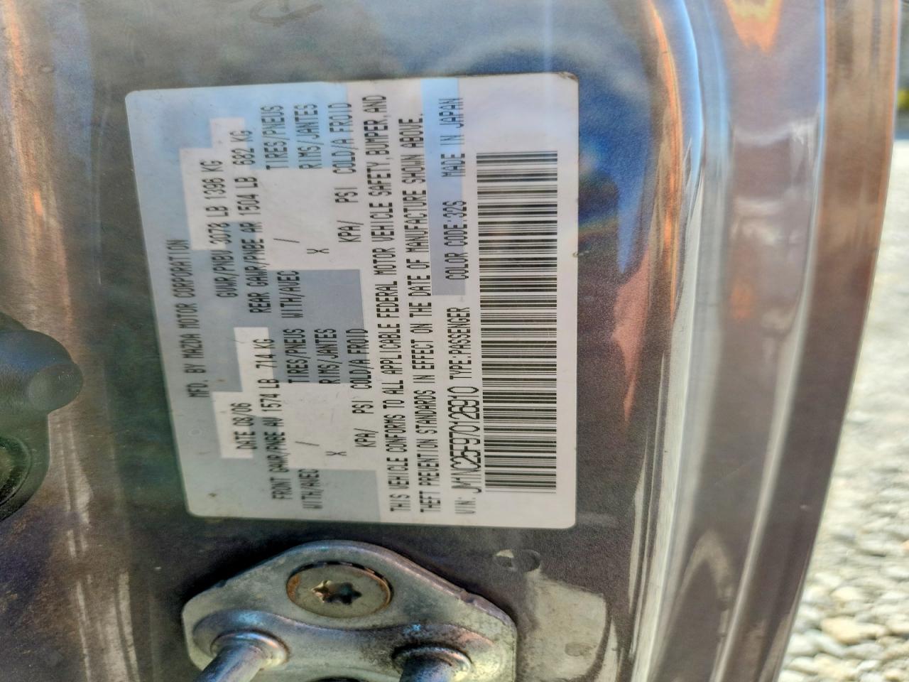 2007 Mazda Mx-5 Miata Серый vin: JM1NC25F970126910
