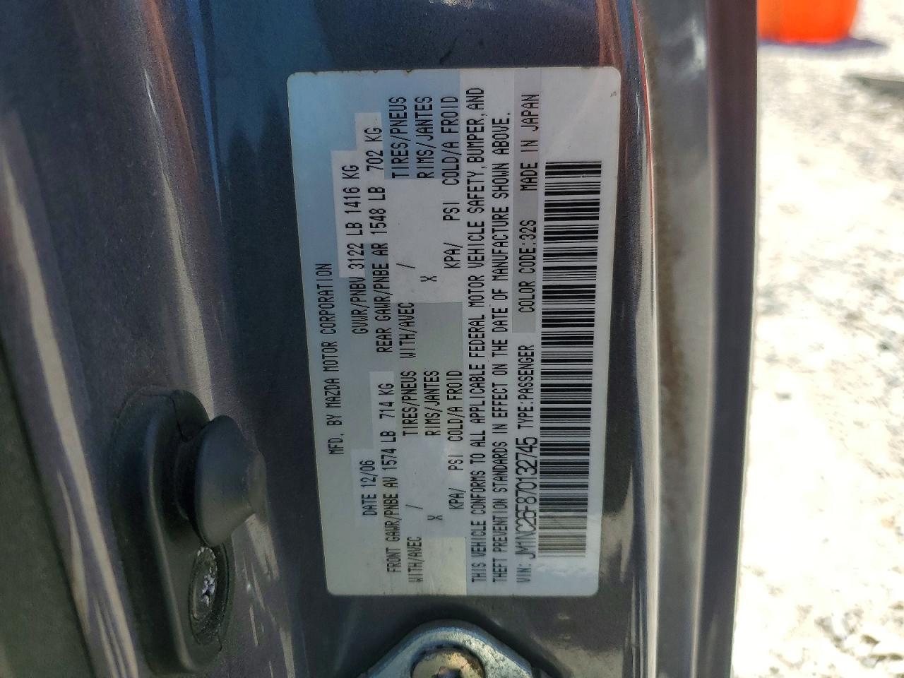 2007 Mazda Mx-5 Miata Gray vin: JM1NC26F870132745