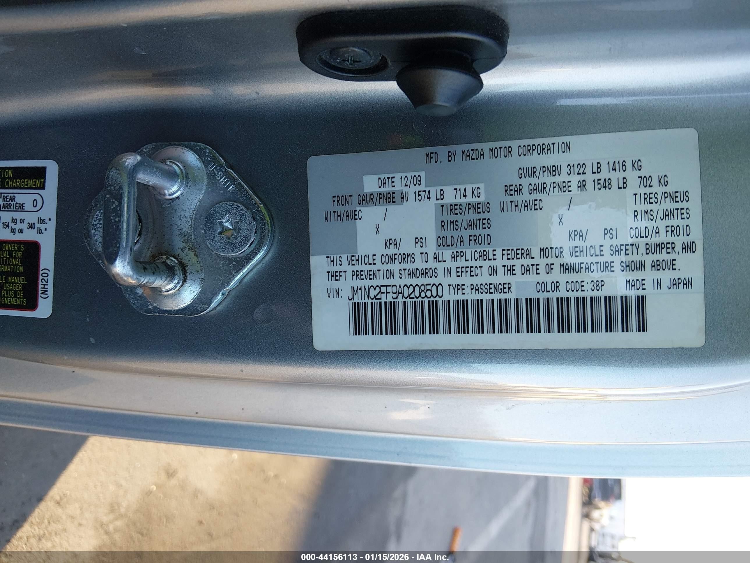 2010 Mazda Mx-5 Miata Grand Touring Silver vin: JM1NC2FF9A0208500