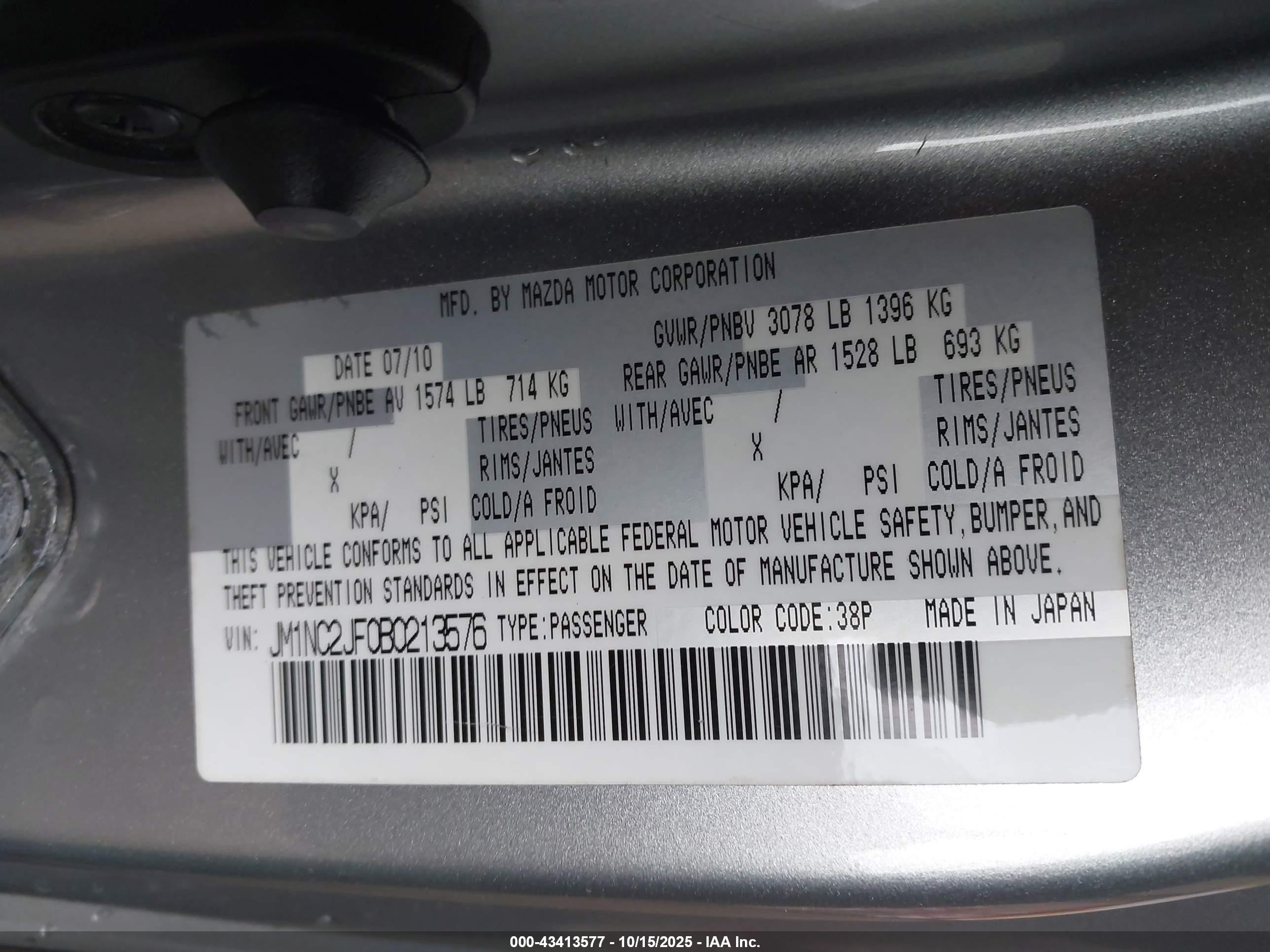 2011 Mazda Mx-5 Miata Sport Silver vin: JM1NC2JF0B0213576