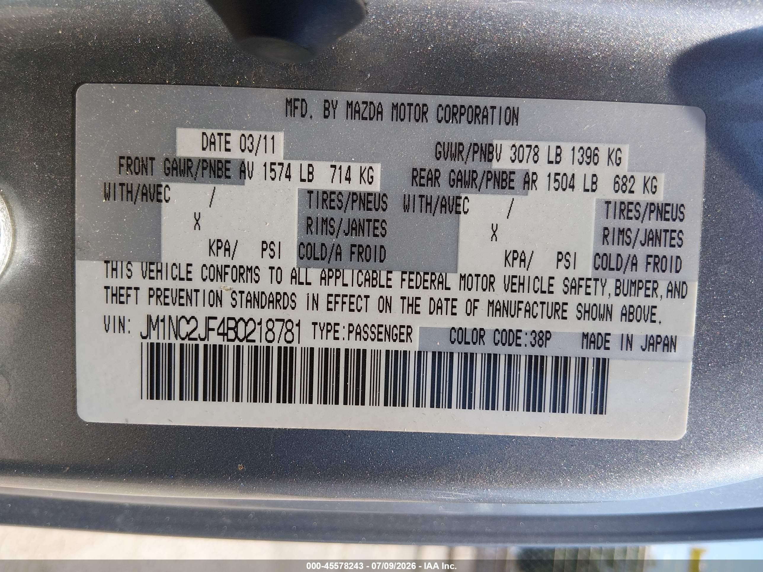 2011 Mazda Mx-5 Miata Sport Gray vin: JM1NC2JF4B0218781