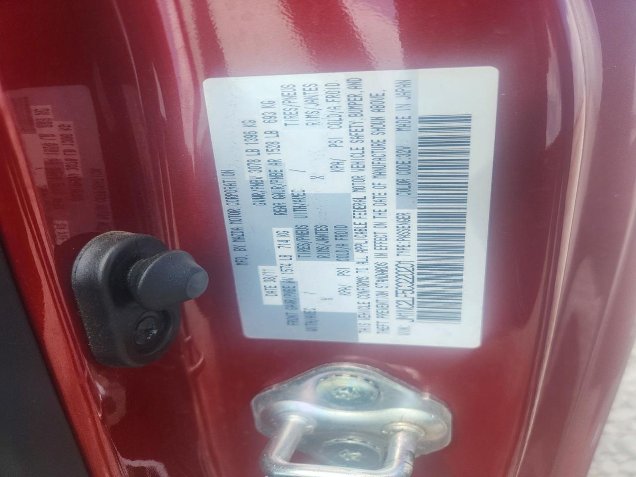 2012 Mazda Mx-5 Miata Burgundy vin: JM1NC2LF5C0220201