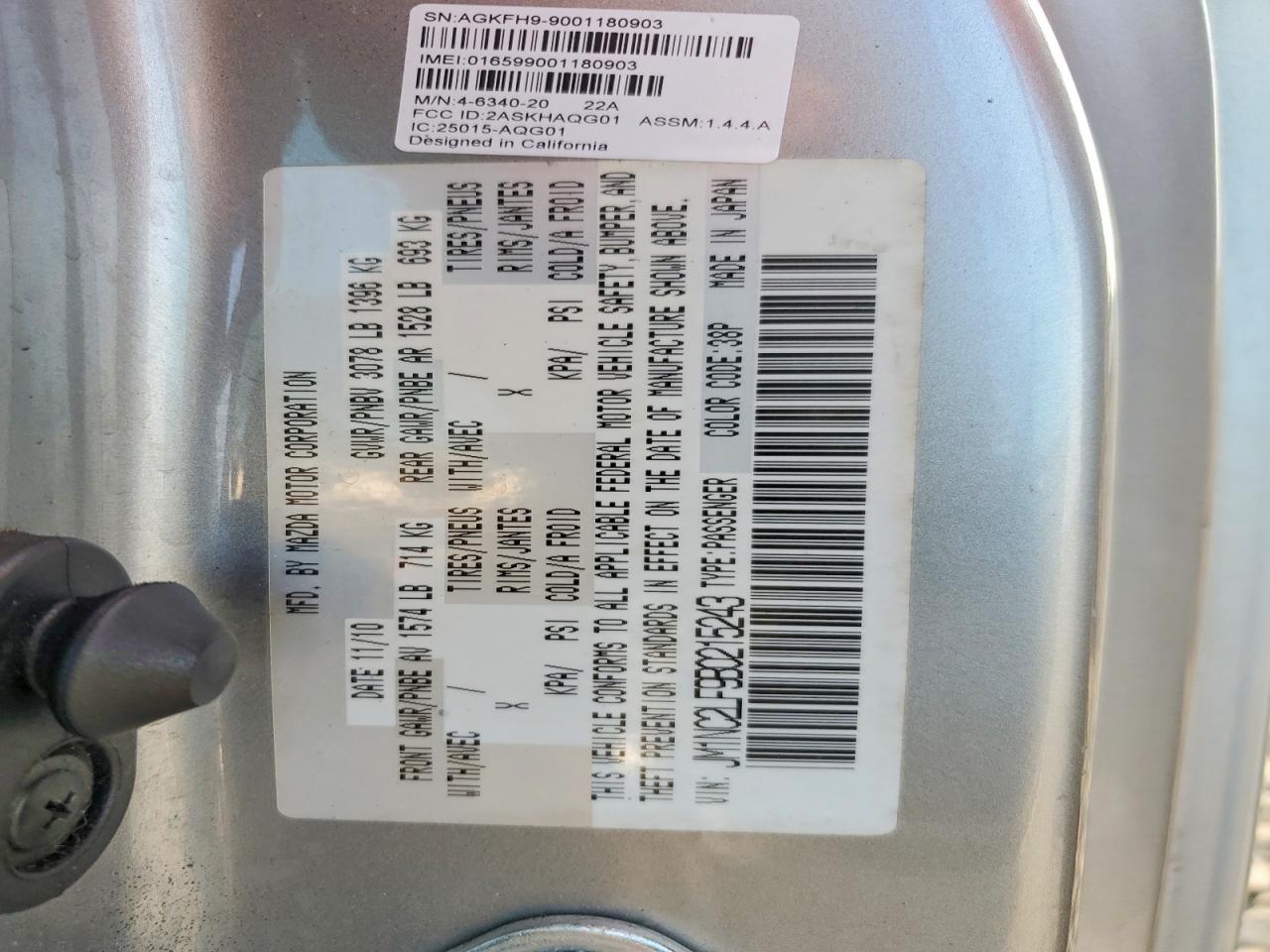 2011 Mazda Mx-5 Miata Silver vin: JM1NC2LF9B0215243