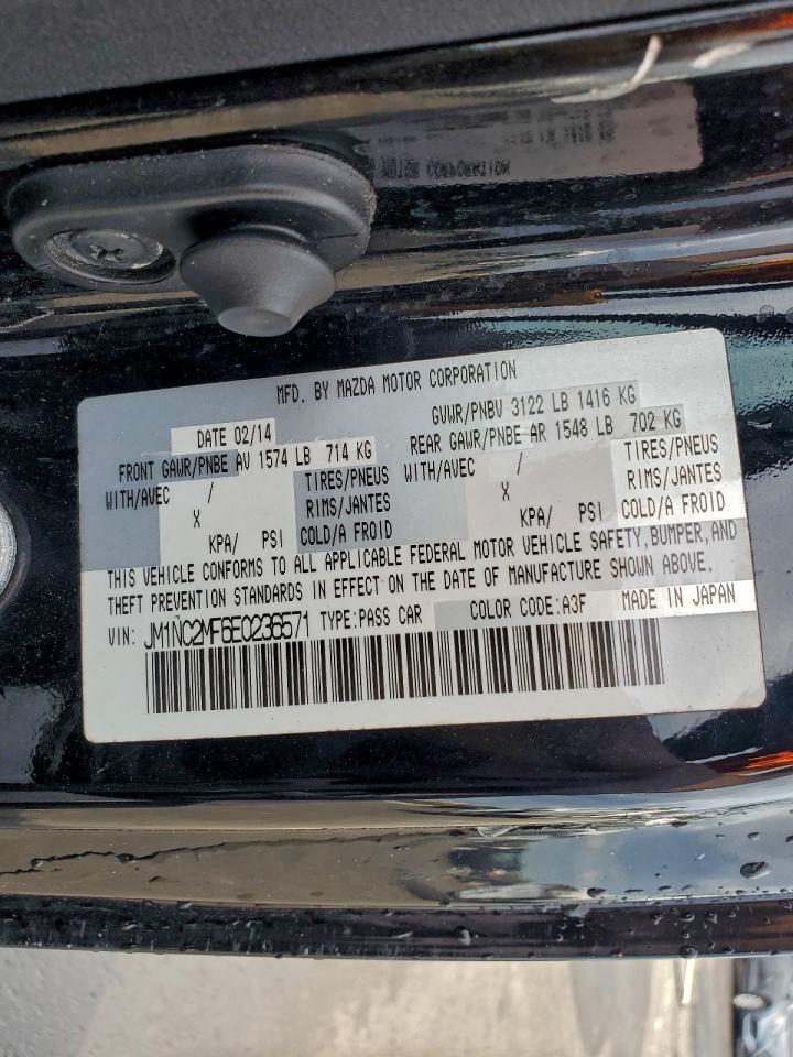 2014 Mazda Mx-5 Miata Club Black vin: JM1NC2MF6E0236571