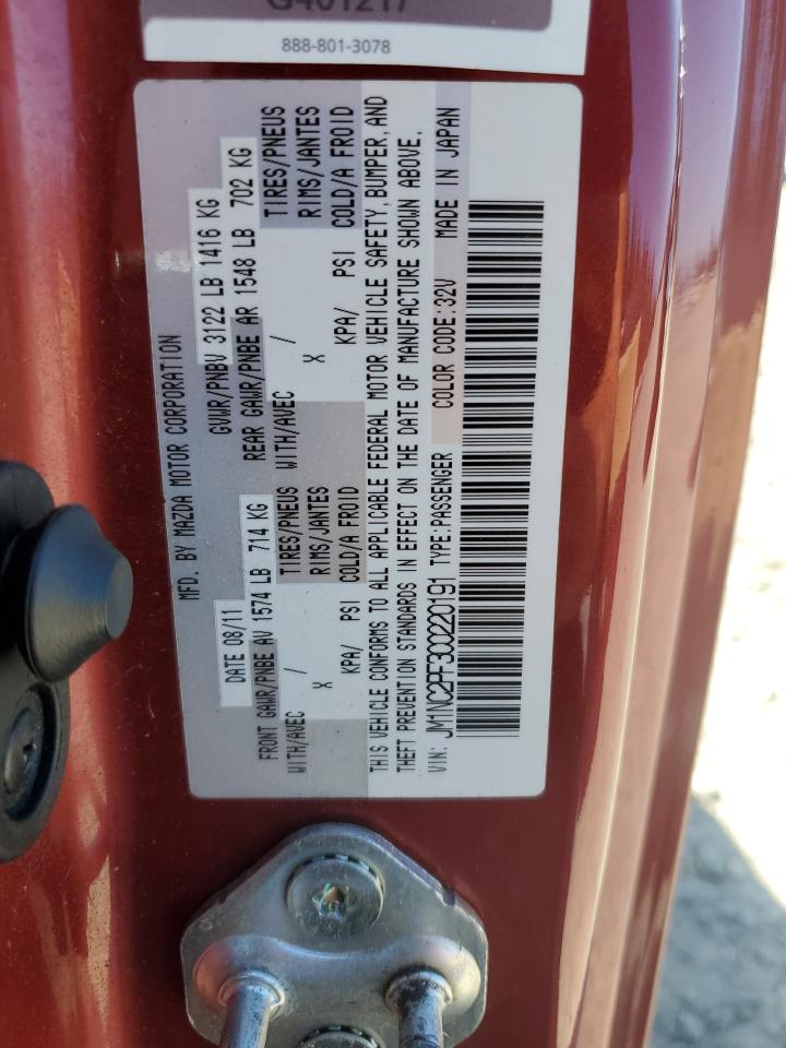 2012 Mazda Mx-5 Miata Burgundy vin: JM1NC2PF3C0220191