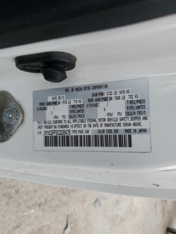 2012 Mazda Mx-5 Miata White vin: JM1NC2PF5C0226476