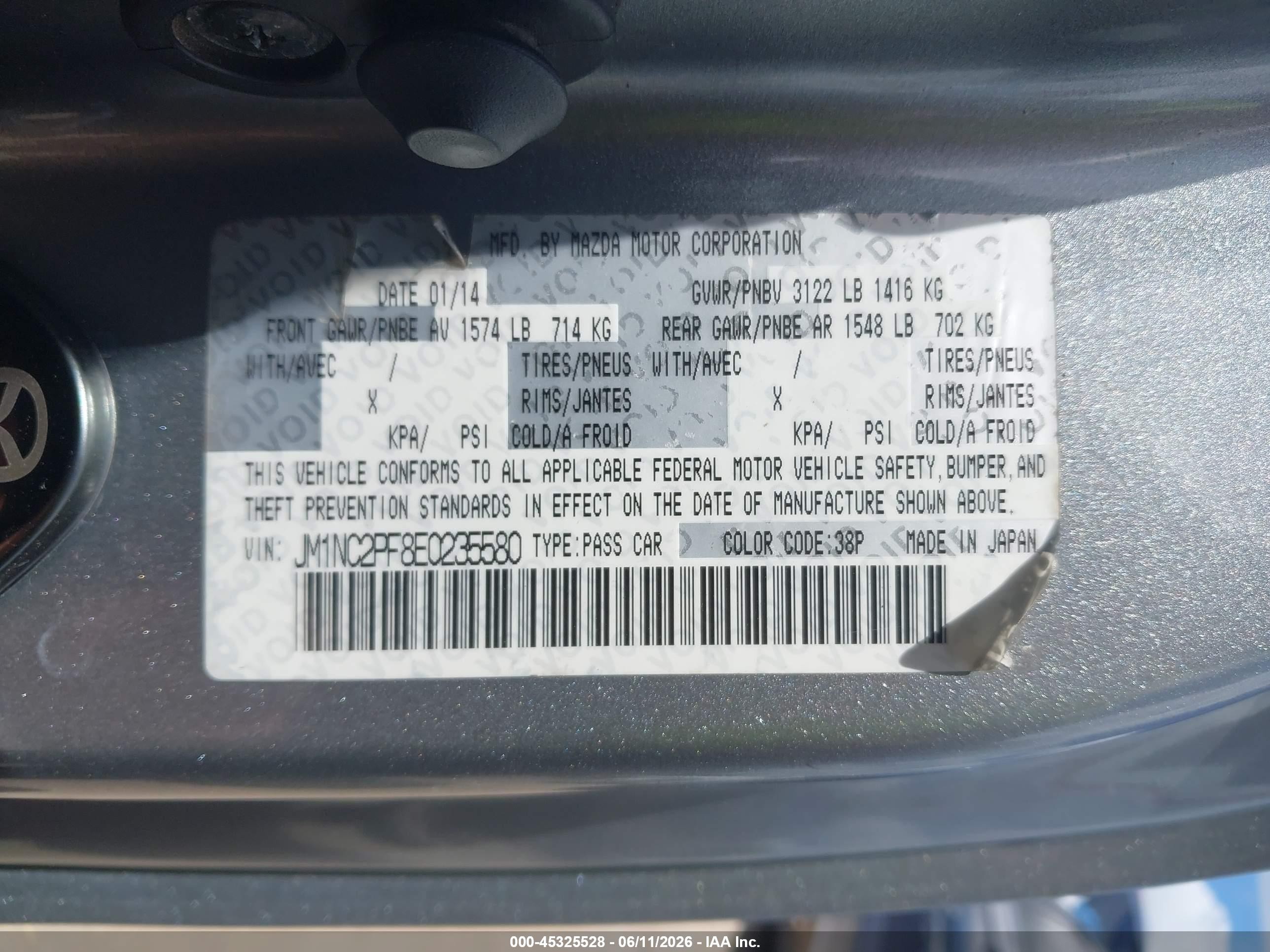 2014 Mazda Mx-5 Miata Grand Touring Silver vin: JM1NC2PF8E0235580