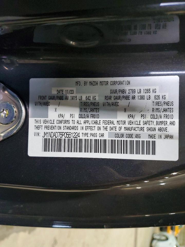 2023 Mazda Mx-5 Miata Grand Touring Gray vin: JM1NDAD76P0561224
