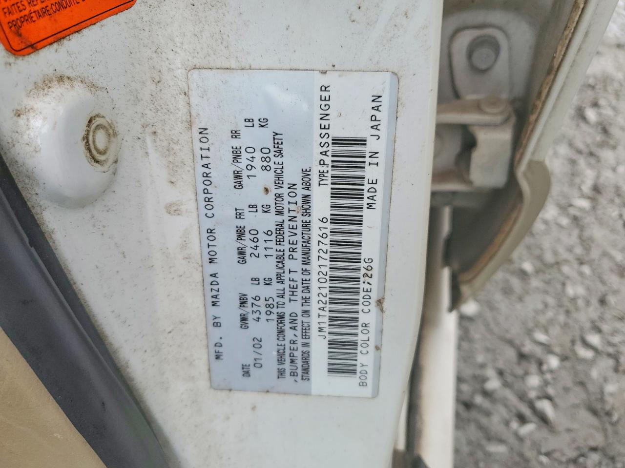 2002 Mazda Millenia Two Tone vin: JM1TA221021727616