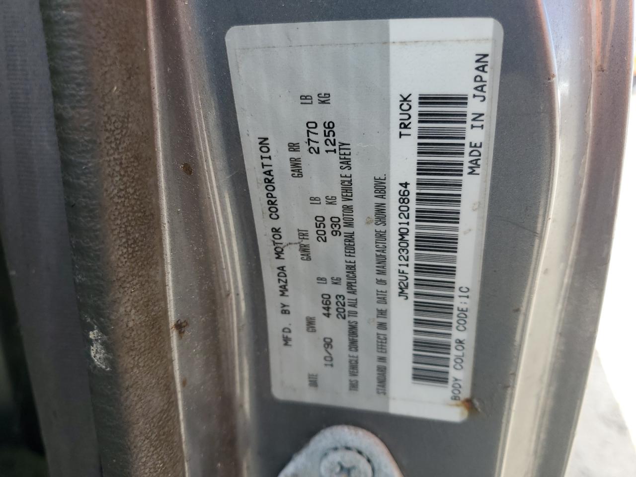1991 Mazda B2200 Short Bed Gray vin: JM2UF1230M0120864
