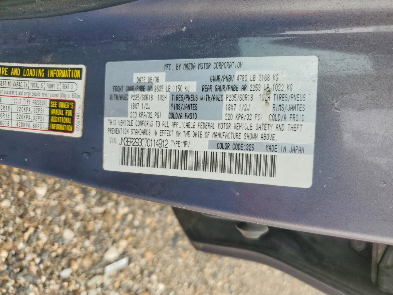 2007 Mazda Cx-7 Blue vin: JM3ER293070114912