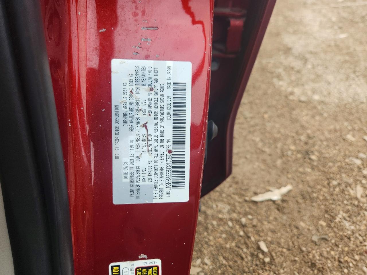 2009 Mazda Cx-7 Красный vin: JM3ER293390217390