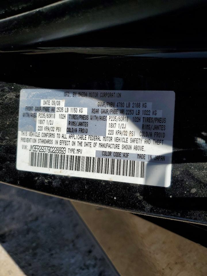 2009 Mazda Cx-7 Black vin: JM3ER293790228893