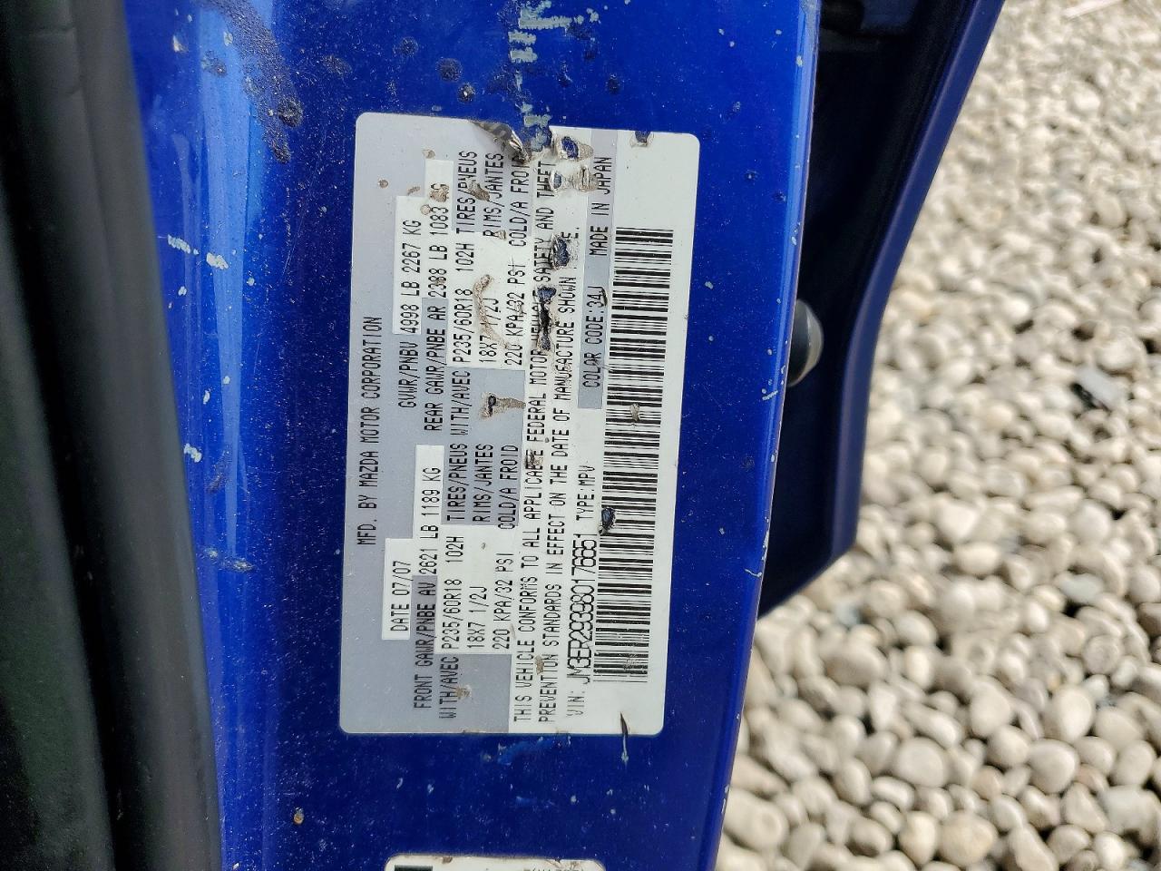 2008 Mazda Cx-7 Blue vin: JM3ER293980176651