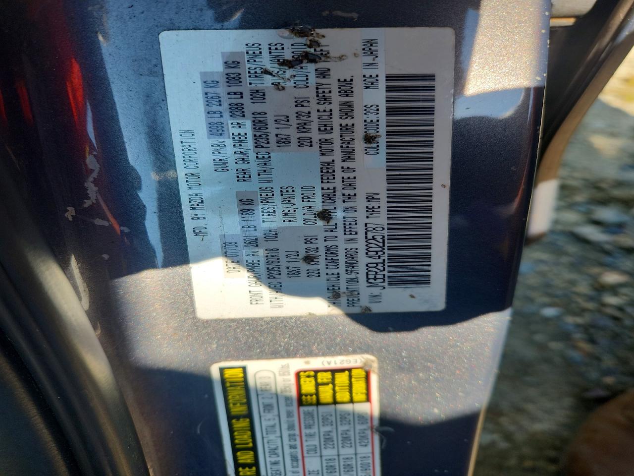 2009 Mazda Cx-7 Blue vin: JM3ER29L490225787