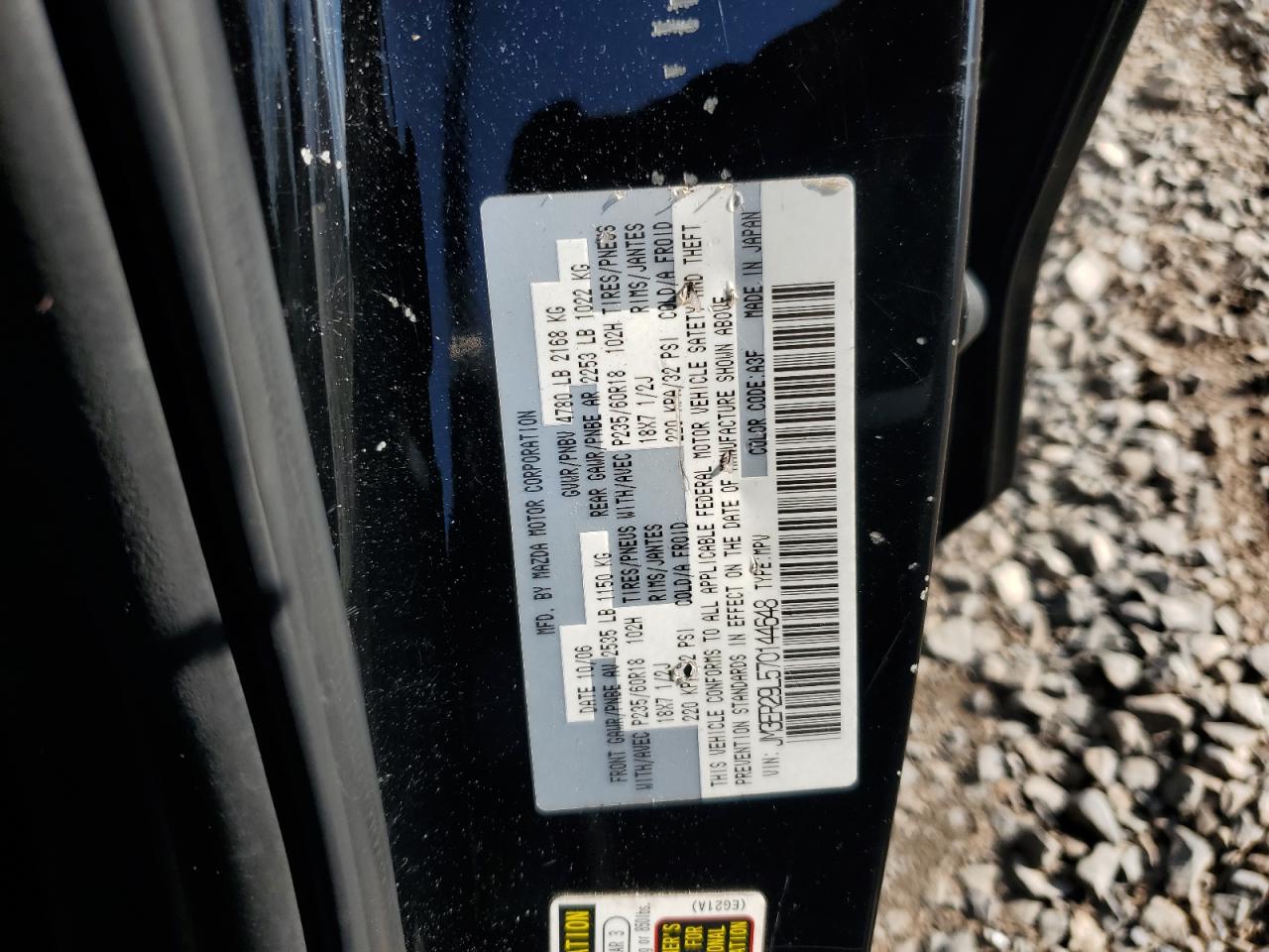 2007 Mazda Cx-7 Black vin: JM3ER29L570144648