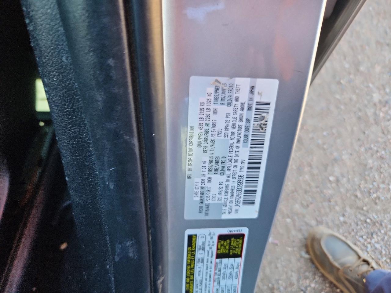 2011 Mazda Cx-7 Silver vin: JM3ER2A53B0396596