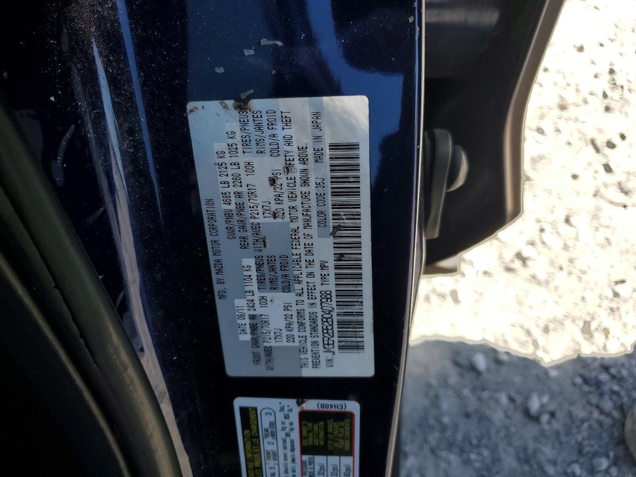 2011 Mazda Cx-7 Blue vin: JM3ER2B52B0407988