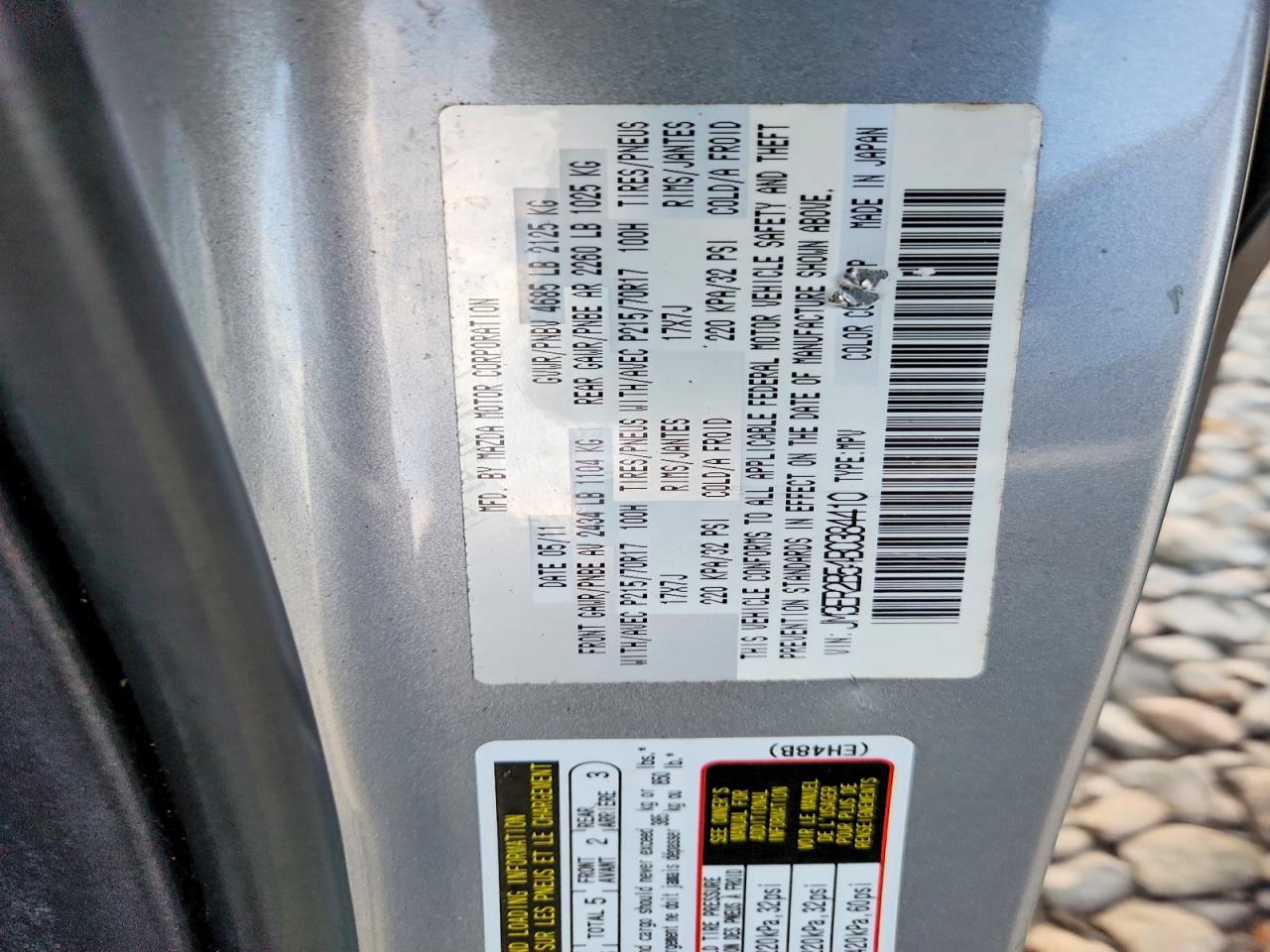 2011 Mazda Cx-7 Silver vin: JM3ER2B54B0384410