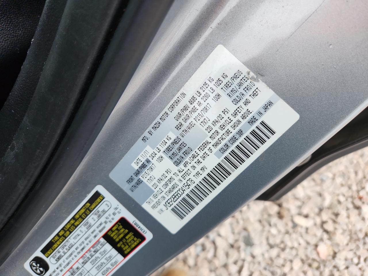 2012 Mazda Cx-7 Silver vin: JM3ER2B56C0415478