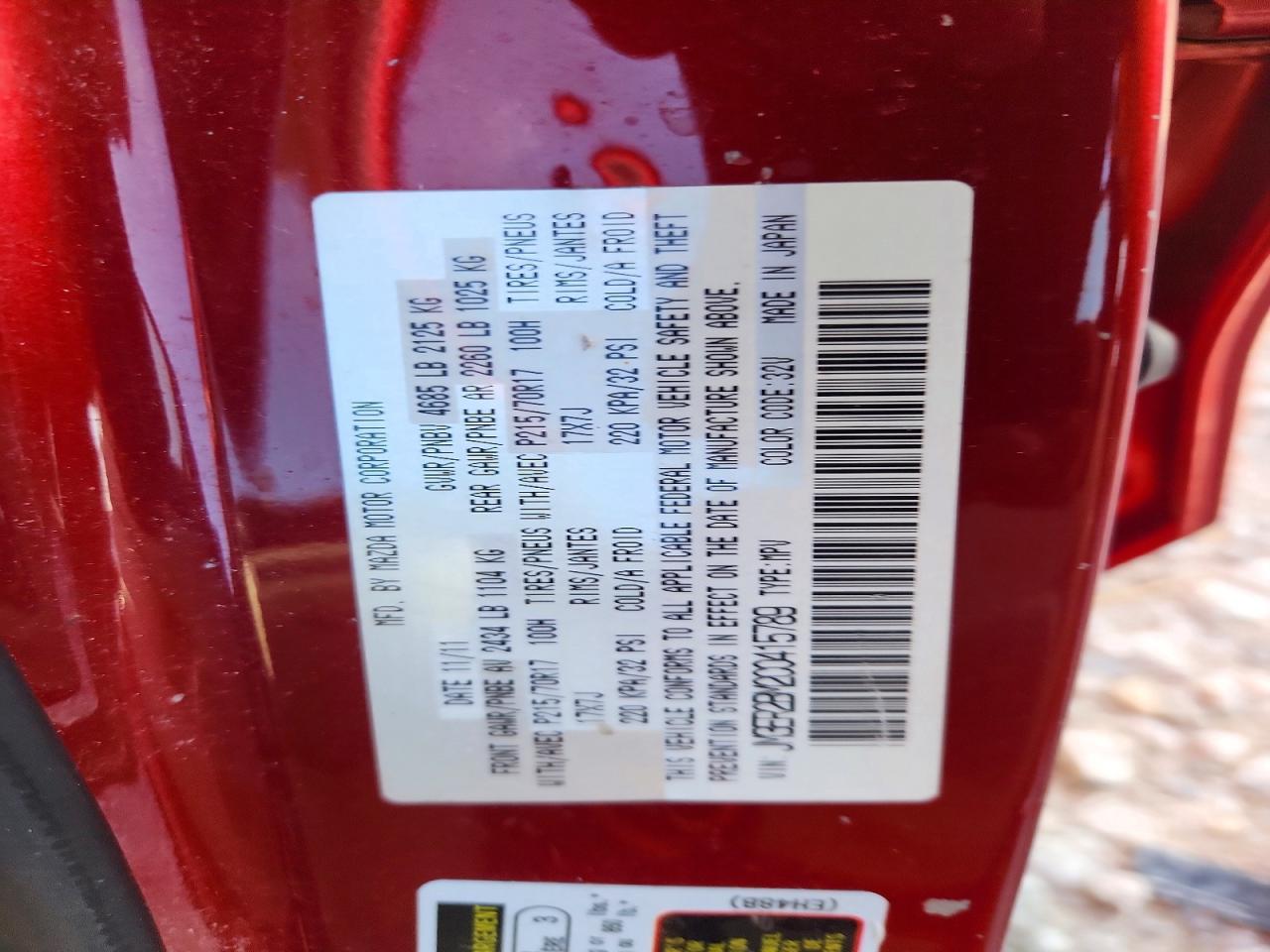 2012 Mazda Cx-7 Red vin: JM3ER2BM2C0415789