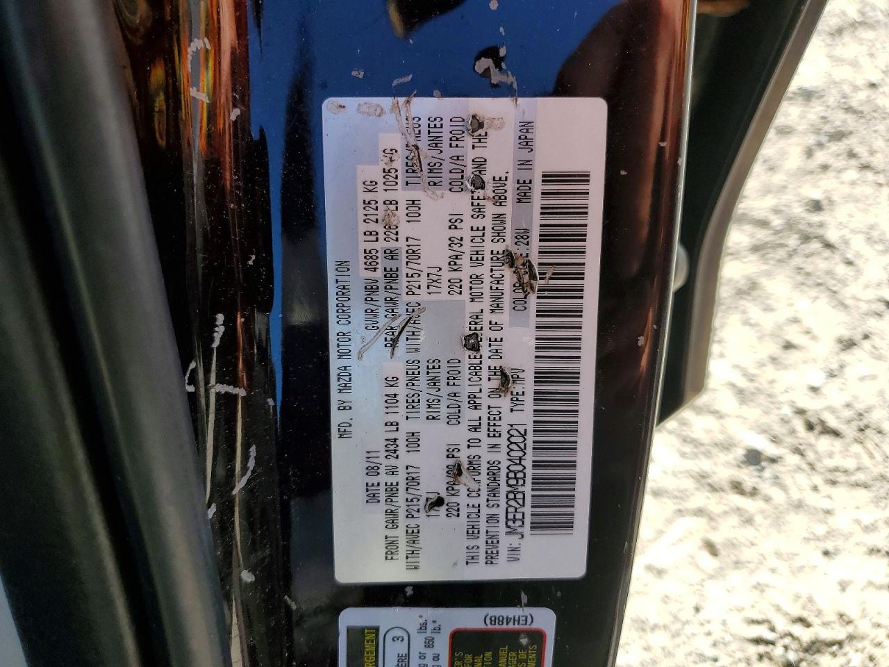 2011 Mazda Cx-7 Black vin: JM3ER2BM9B0402021